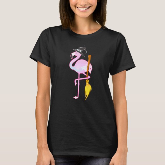 Flamingo Witch Halloween T-Shirt (Front)
