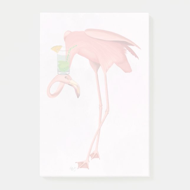 Flamingo with a Cocktail Post-it Notes (Front)