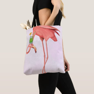 Flamingo with a Cocktail Tote Bag