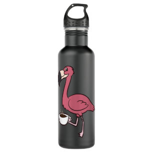Flamingo With Coffee Funny Coffee Drinking Flaming 710 Ml Water Bottle
