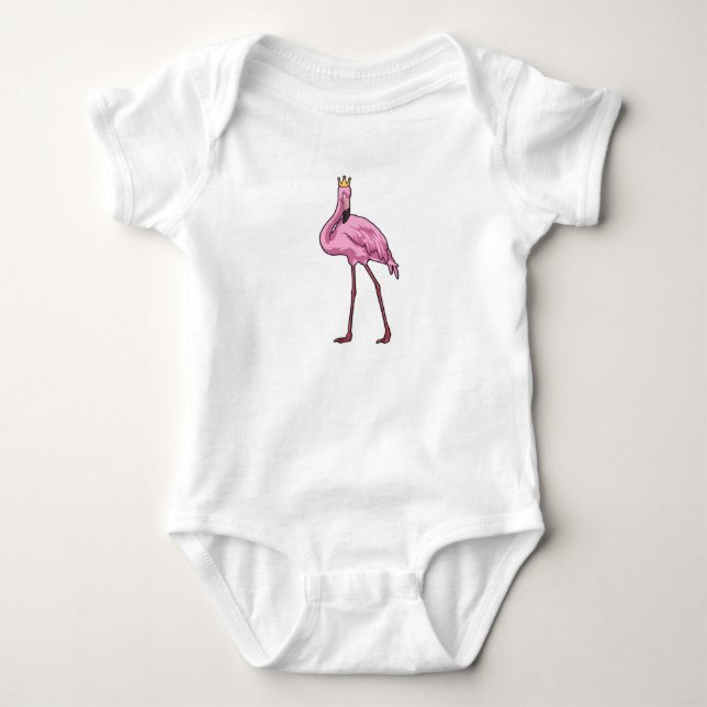 Flamingo with Crown Baby Bodysuit (Front)