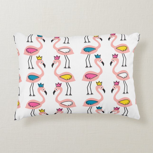 Flamingo with crown seamless pattern. decorative cushion (Front)