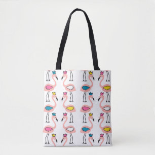 Flamingo with crown seamless pattern. tote bag