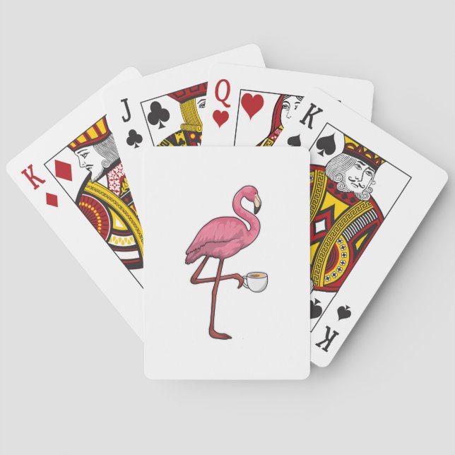 Flamingo with Cup of Coffee Playing Cards (Back)