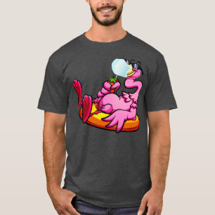 Flamingo with Face Mask Bird Relaxing Quarantine T-Shirt