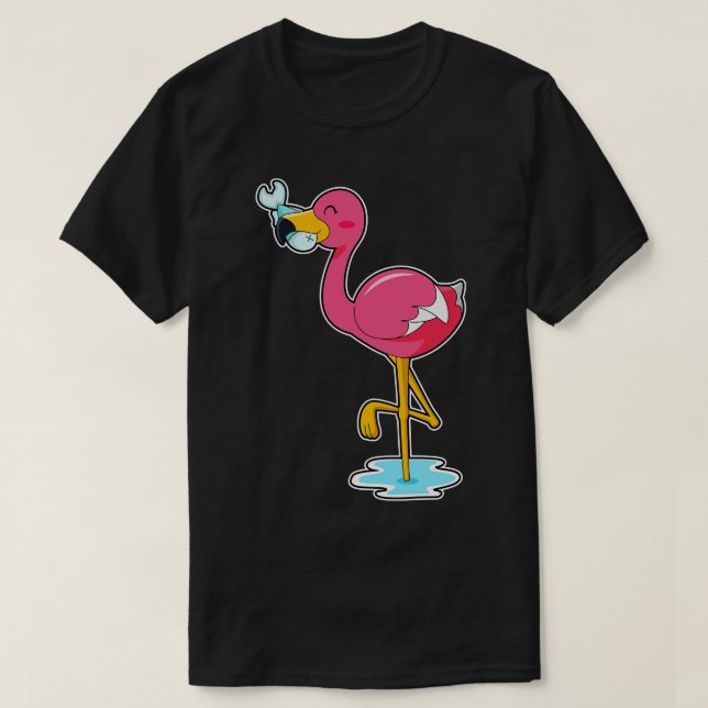 Flamingo with Fish T-Shirt (Design Front)