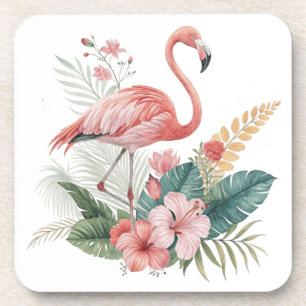 Flamingo With Flowers Coaster