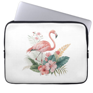 Flamingo With Flowers Laptop Sleeve