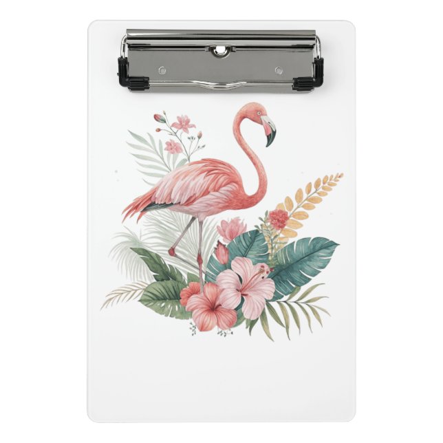 Flamingo With Flowers Mini Clipboard (Front)