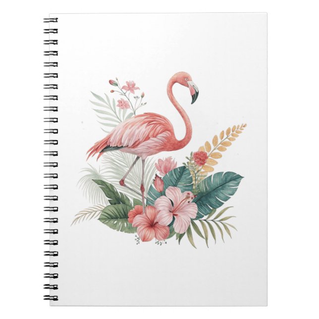 Flamingo With Flowers Notebook (Front)
