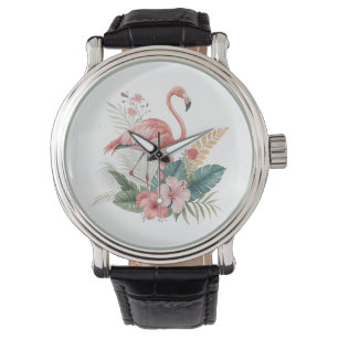Flamingo With Flowers Watch