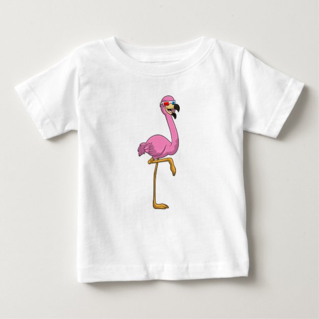 Flamingo with Glasses Baby T-Shirt (Front)