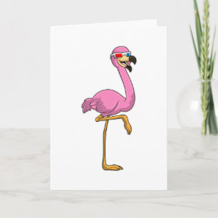 Flamingo with Glasses Card