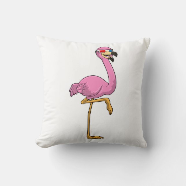 Flamingo with Glasses Cushion (Front)