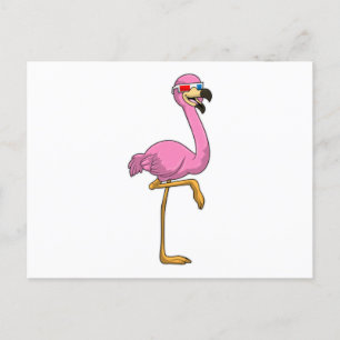 Flamingo with Glasses Postcard
