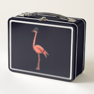 Flamingo with Hat Metal Lunch Box
