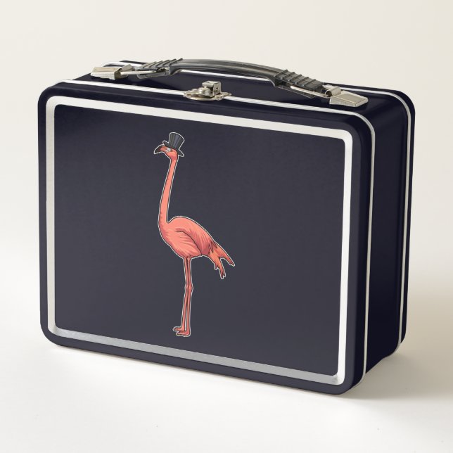 Flamingo with Hat Metal Lunch Box (Front)
