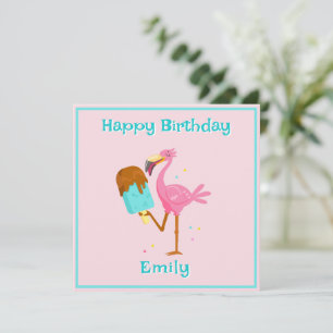 Flamingo with Ice Lolly Card