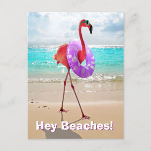 Flamingo With Inner Tube Invitation Postcard