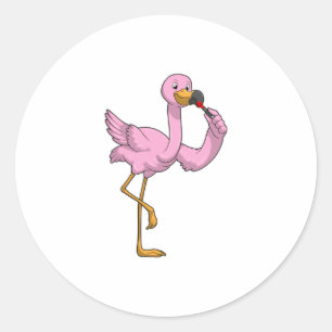 Flamingo with Lipstick Classic Round Sticker