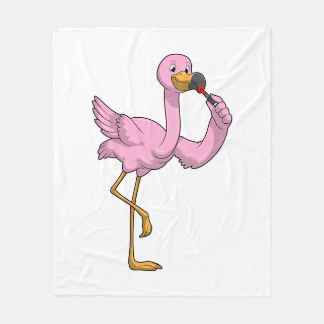 Flamingo with Lipstick Fleece Blanket (Front)