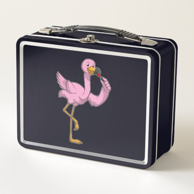 Flamingo with Lipstick Metal Lunch Box (Front)