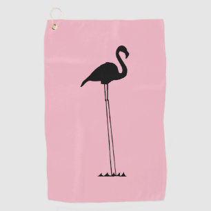 Flamingo With Long Longs Silhouette Golf Towel