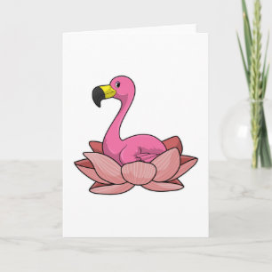 Flamingo with Lotus flower Card