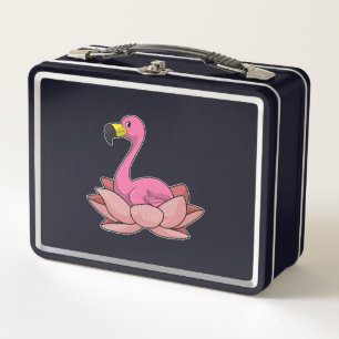 Flamingo with Lotus flower Metal Lunch Box