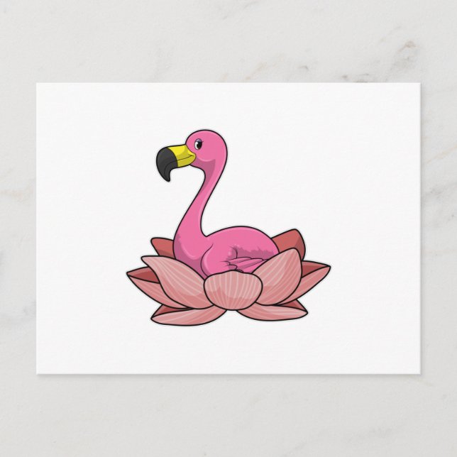 Flamingo with Lotus flower Postcard (Front)