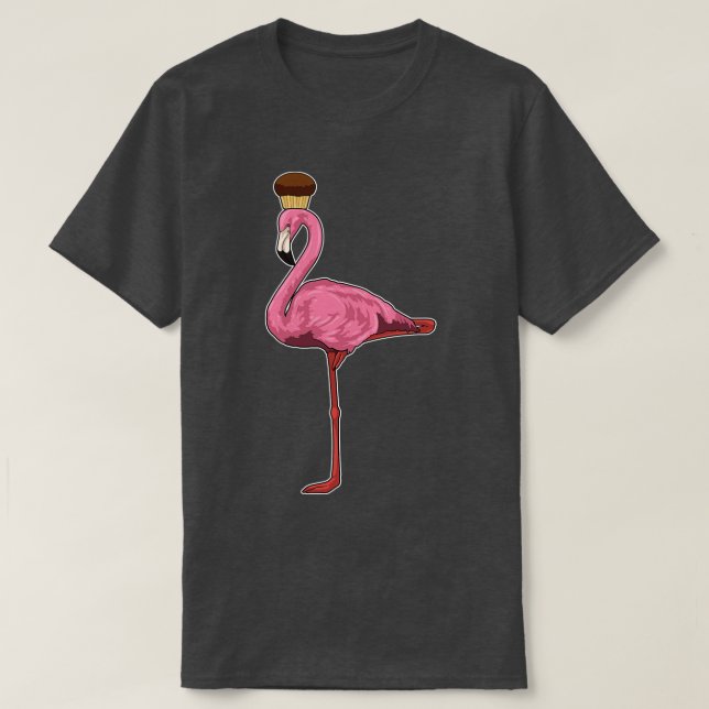 Flamingo with Muffin 2 T-Shirt (Design Front)