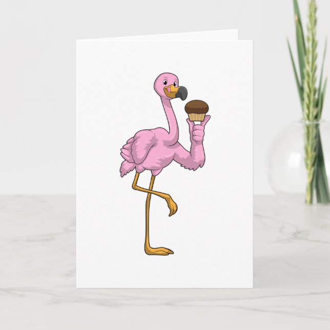 Flamingo with Muffin Card (Front)