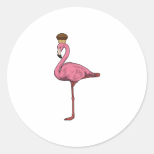 Flamingo with Muffin Classic Round Sticker
