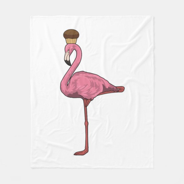 Flamingo with Muffin Fleece Blanket (Front)