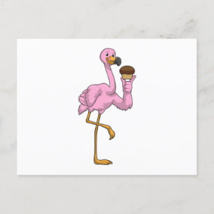 Flamingo with Muffin Postcard