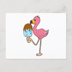 Flamingo with Popsicle Postcard