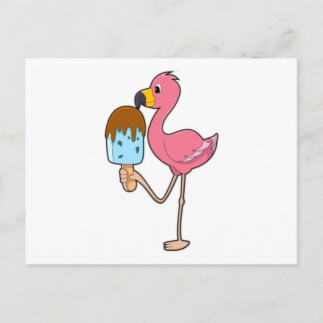 Flamingo with Popsicle Postcard (Front)