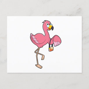 Flamingo with Purse Postcard