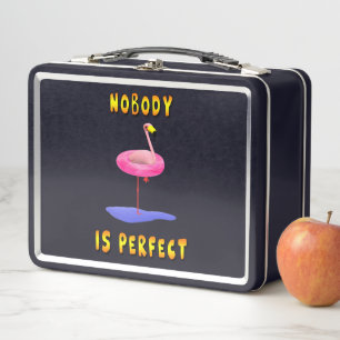 Flamingo with real swimming ring, funny metal lunch box