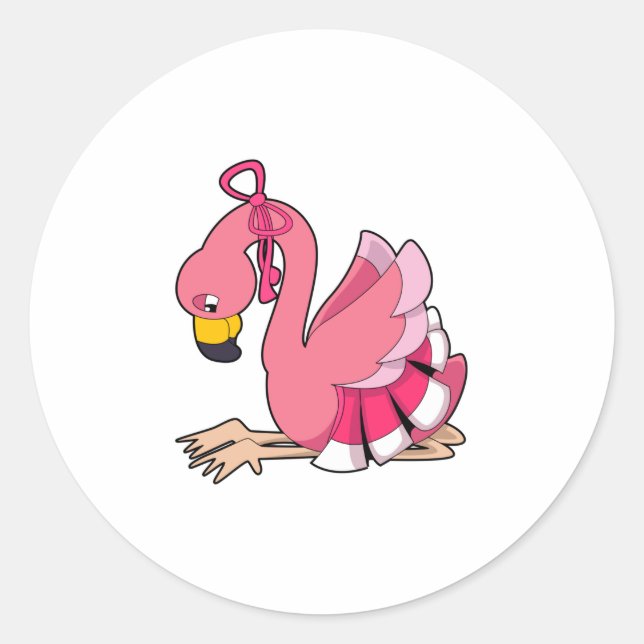 Flamingo with Ribbon Classic Round Sticker (Front)