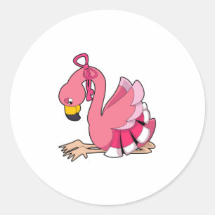 Flamingo with Ribbon Classic Round Sticker