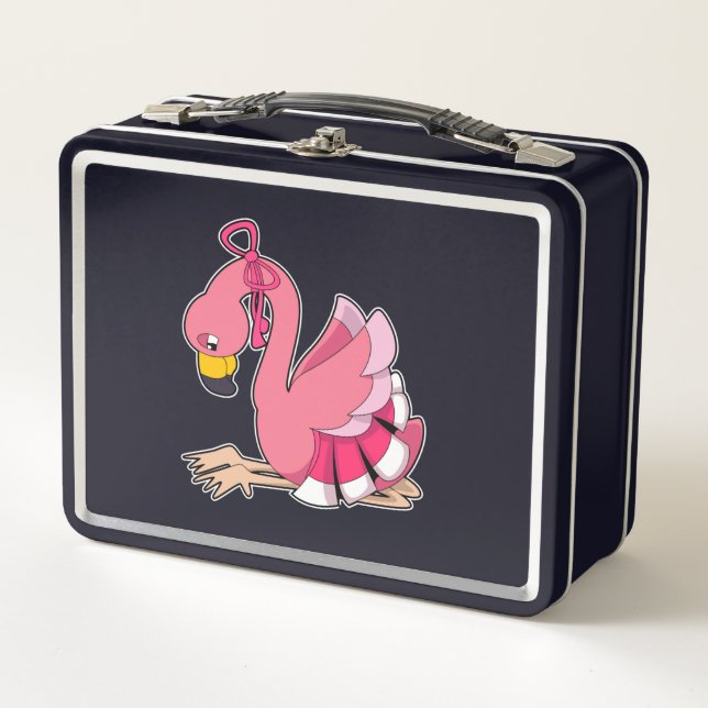 Flamingo with Ribbon Metal Lunch Box (Front)