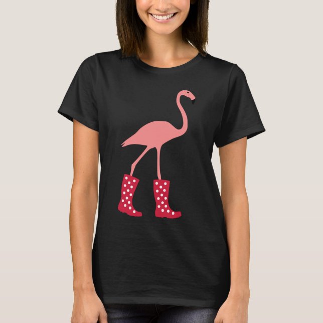Flamingo with rubber boots T-Shirt (Front)