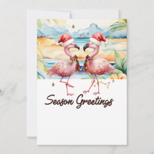 Flamingo with Santa Hat from Florida Holiday Card