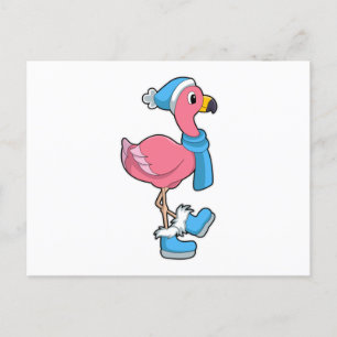 Flamingo with Scarf & Hat Postcard
