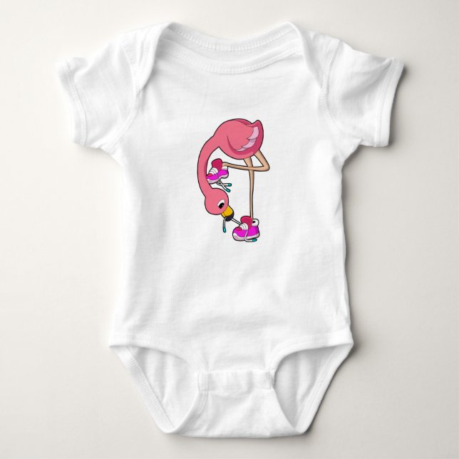 Flamingo with Shoes Baby Bodysuit (Front)