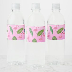flamingo with snow merry christmas no.1 water bottle label