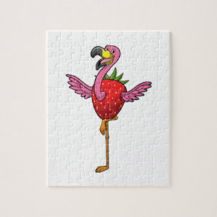 Flamingo with Strawberry Jigsaw Puzzle