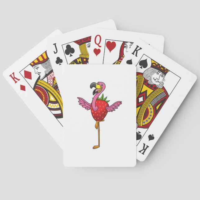 Flamingo with Strawberry Playing Cards (Back)