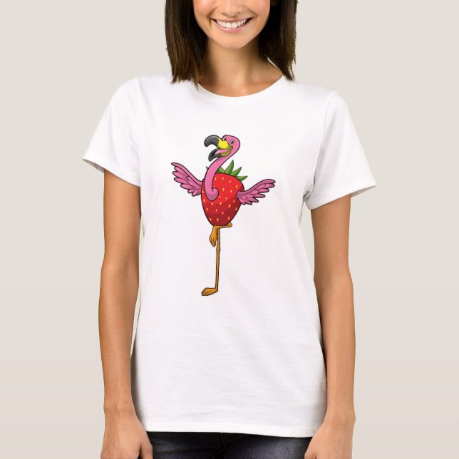 Flamingo with Strawberry T-Shirt (Front)